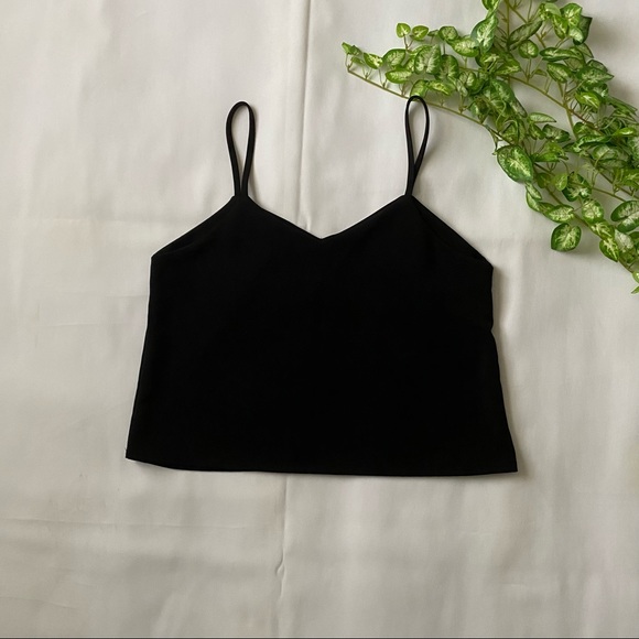 Cropped Black V Neck Cami Top - Picture 4 of 4